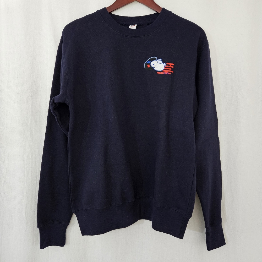 Smart Blanks Bunny Embroidered Crewneck Sweater in Navy Blue Women’s Size S